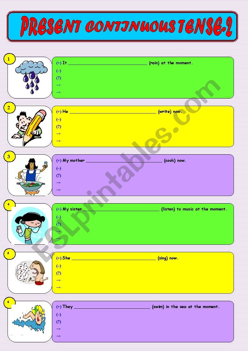 PRESENT CONTINUOUS TENSE 2/2 worksheet