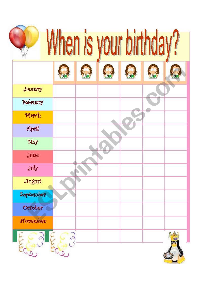 When is your birthday? worksheet