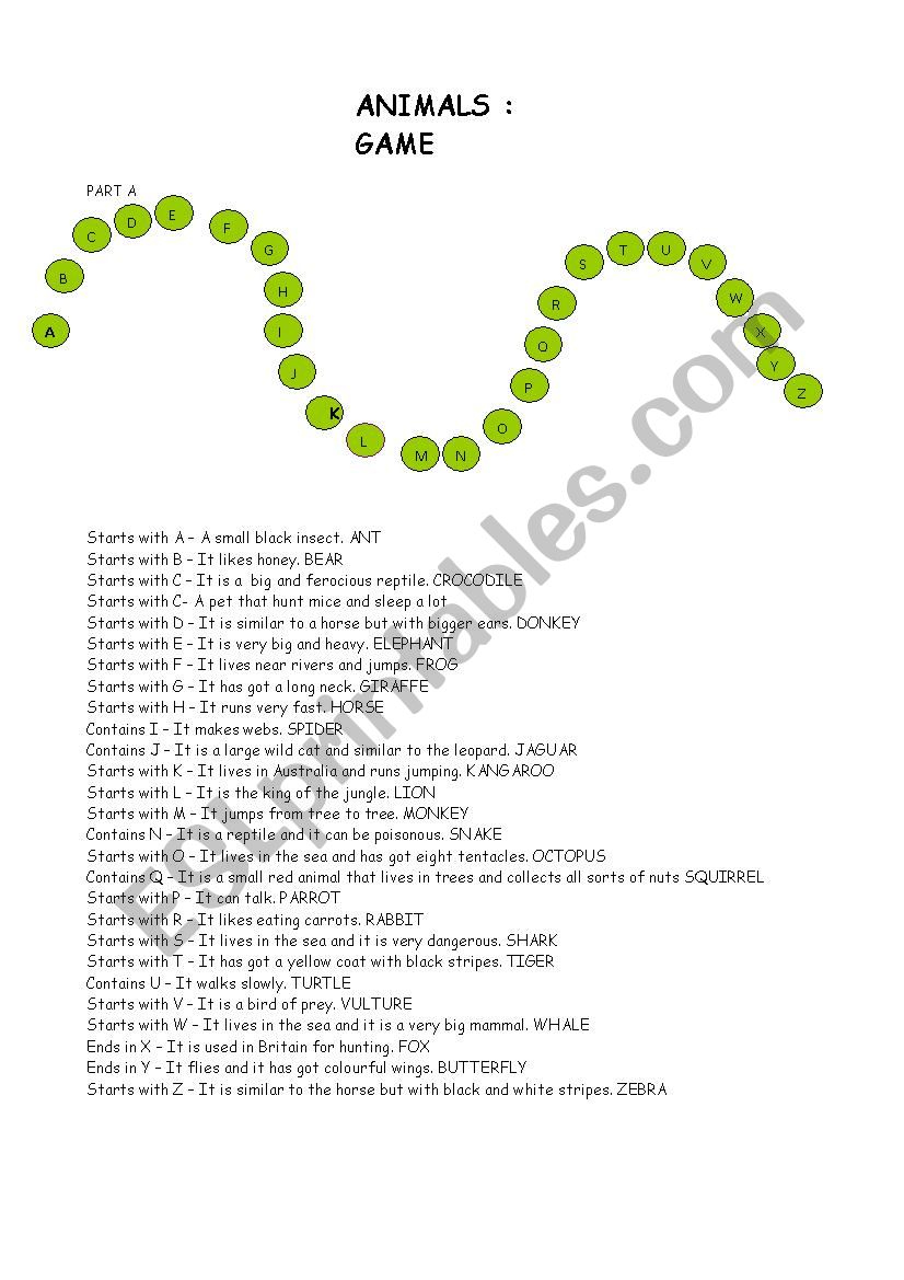 ANIMALS/ PAIR WORK GAME worksheet