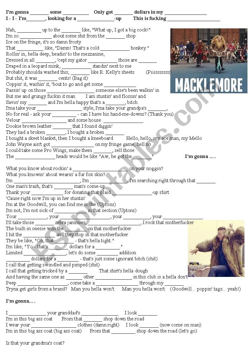THRIFT  SHOP   Macklemore -  a song