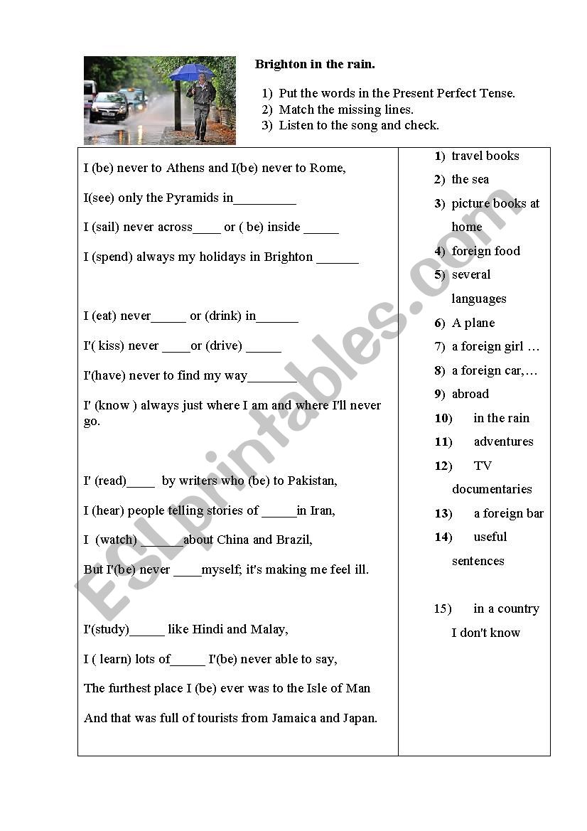 Brighton in the rain worksheet