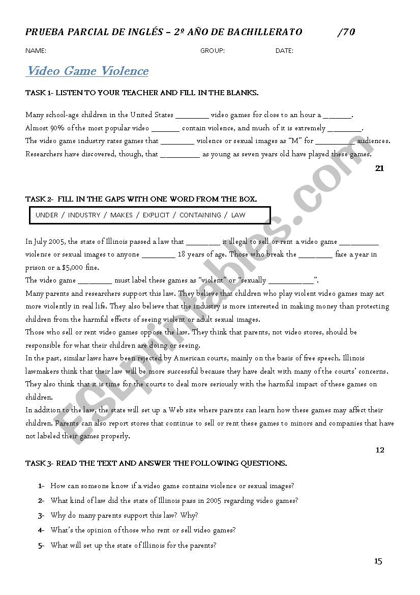 Revision 5th grade worksheet