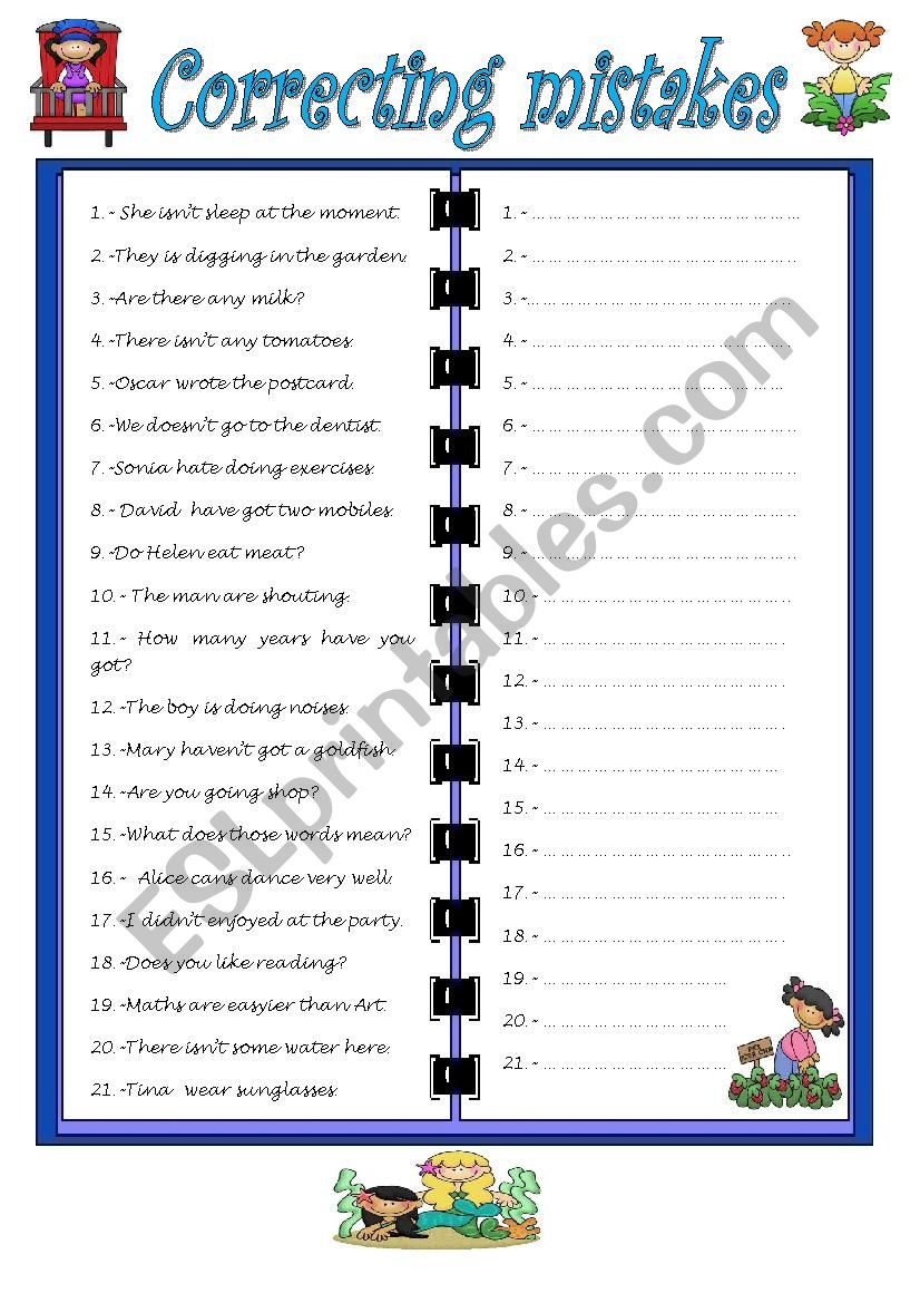 CORRECTING MISTAKES worksheet