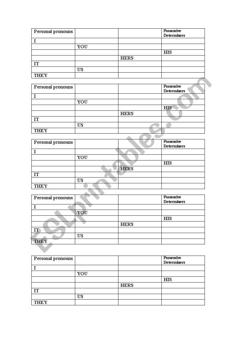 possessive adjectives worksheet