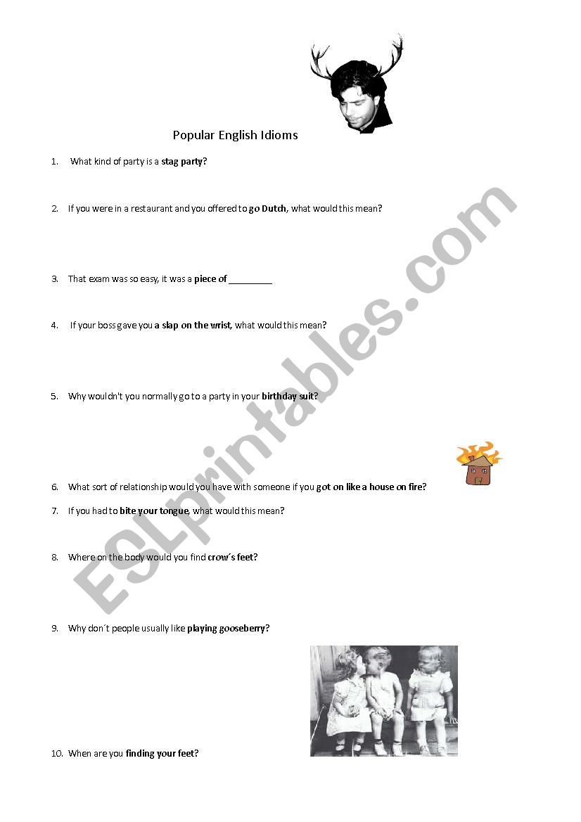 Common English Idioms worksheet