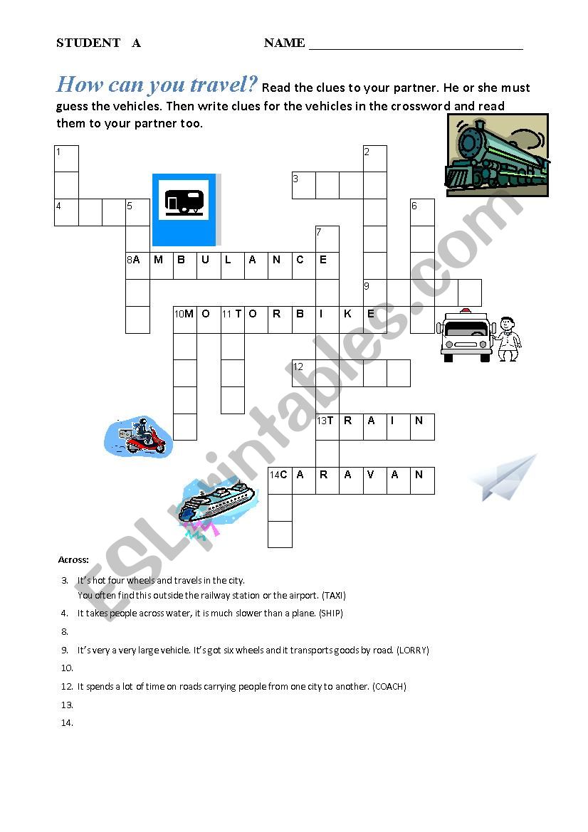 How can you travel? worksheet