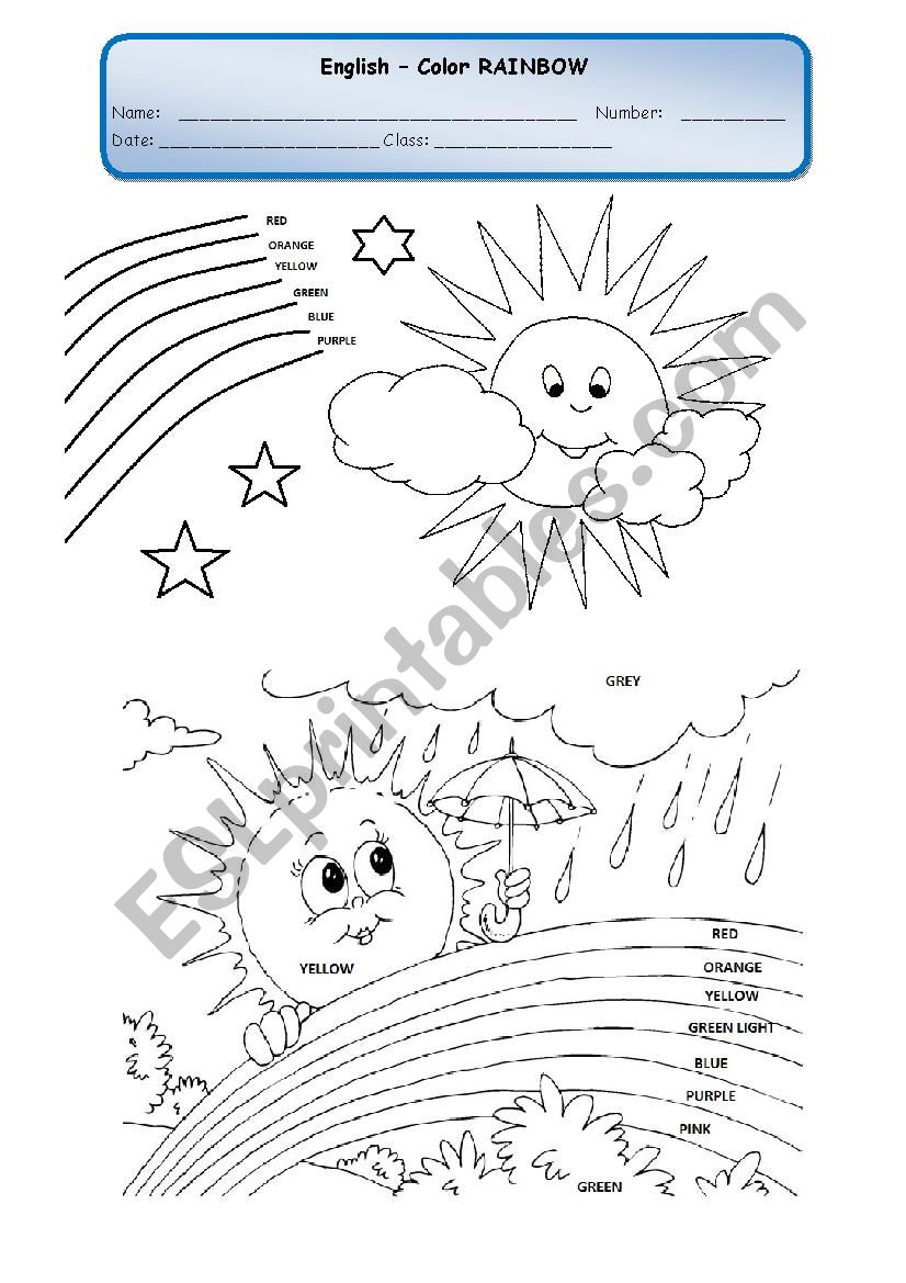 COLOR THE RAINBOW 2 worksheet