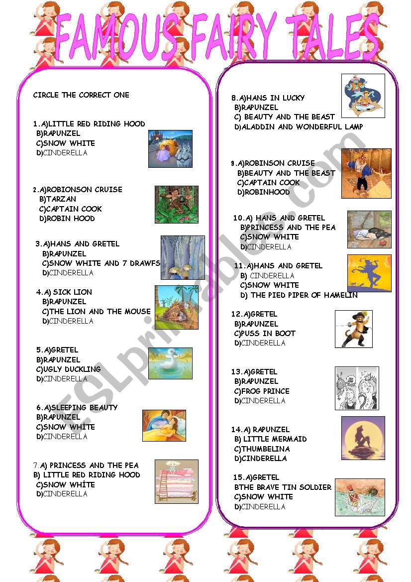 The famous tales &fables worksheet