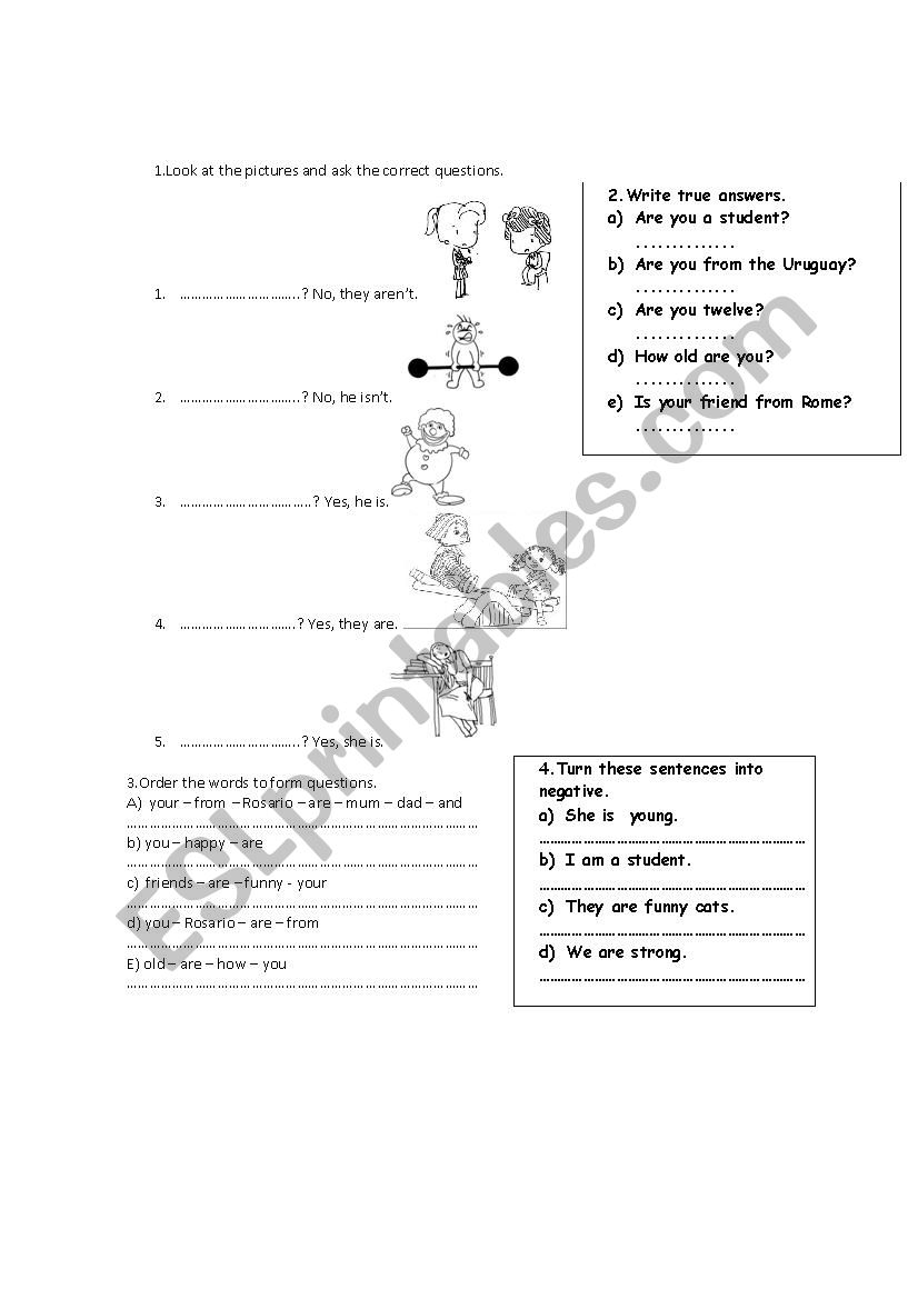 Verb to be worksheet