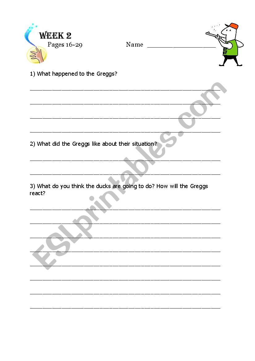 The Magic Finger 2b worksheet