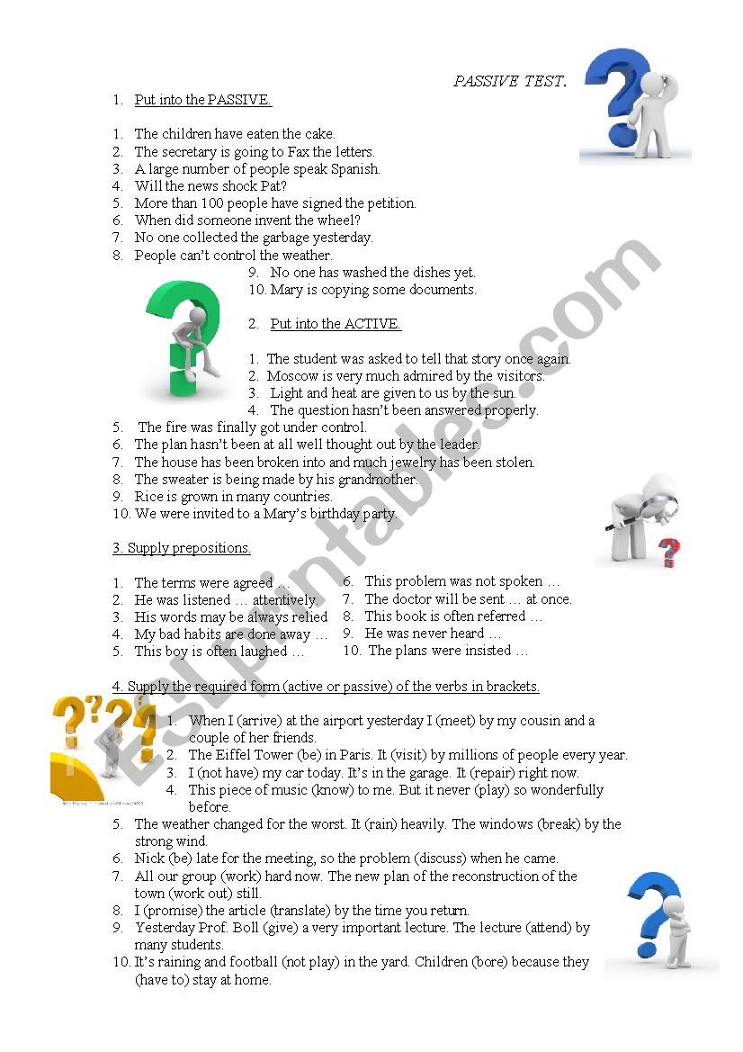 Passive Voice Test worksheet