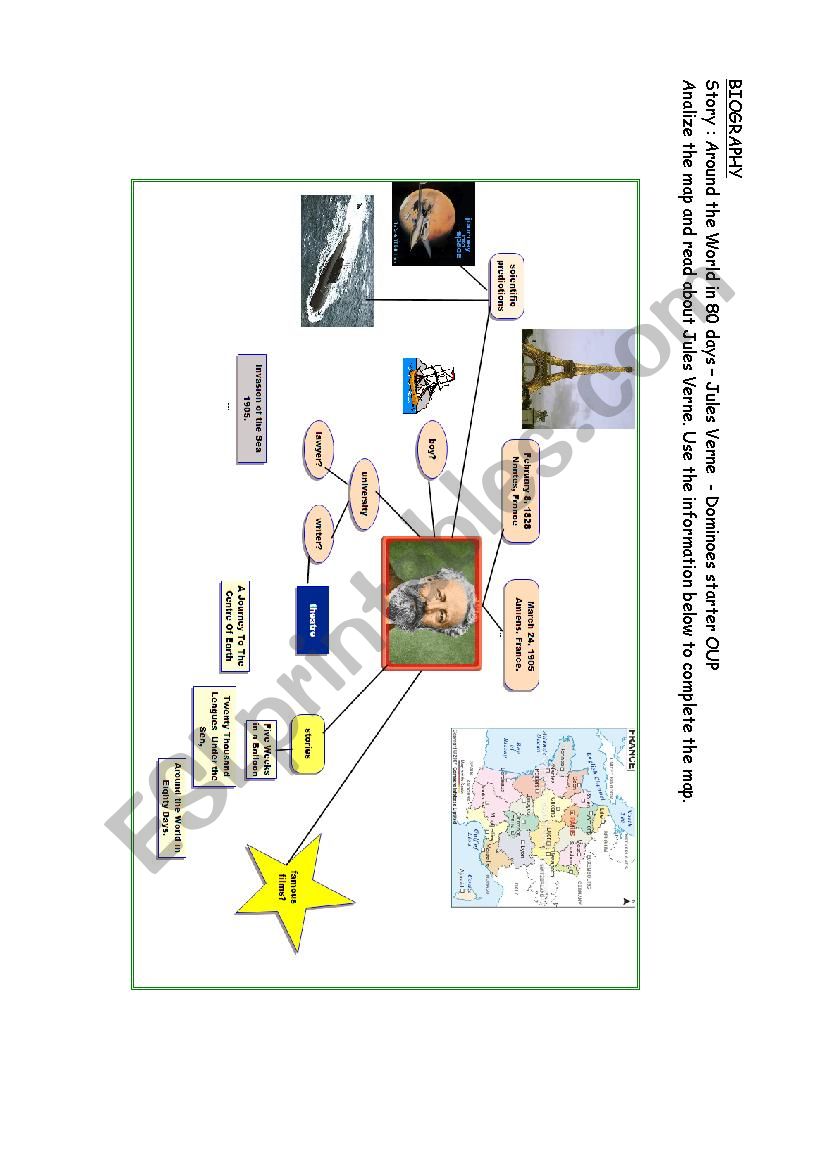 Jules Verne - biography worksheet