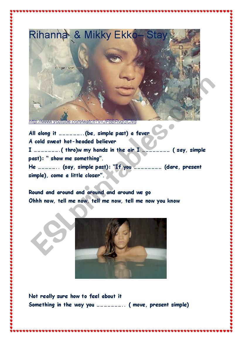 Rihanna - Stay worksheet