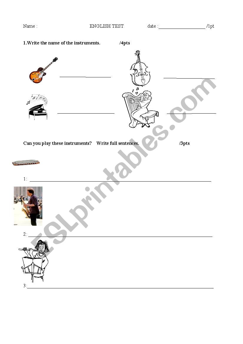 MUSIC and CAN worksheet