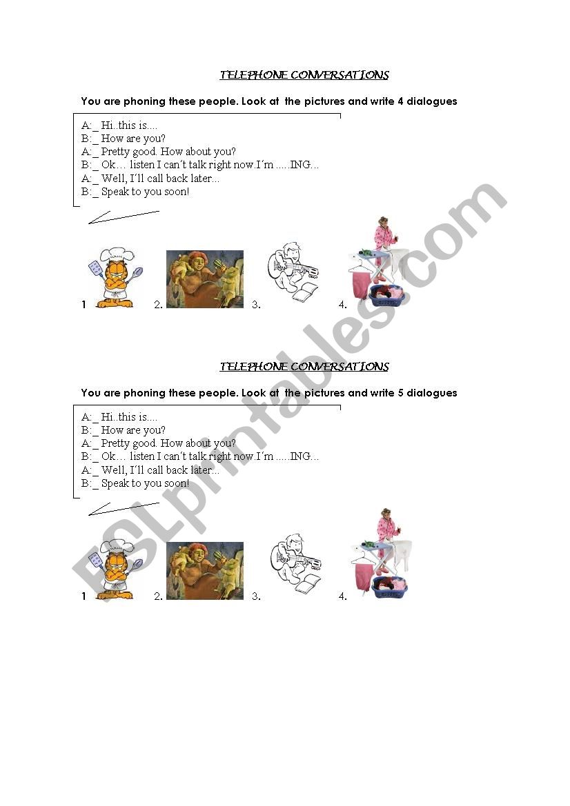 Telephone conversations worksheet