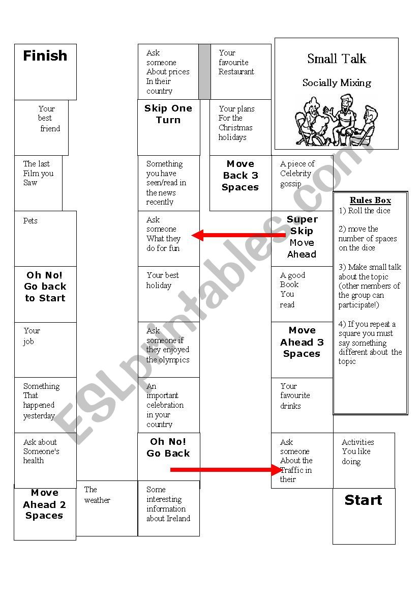 Small Talk Board Game worksheet