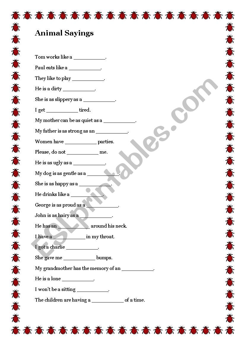 Animal Sayings worksheet