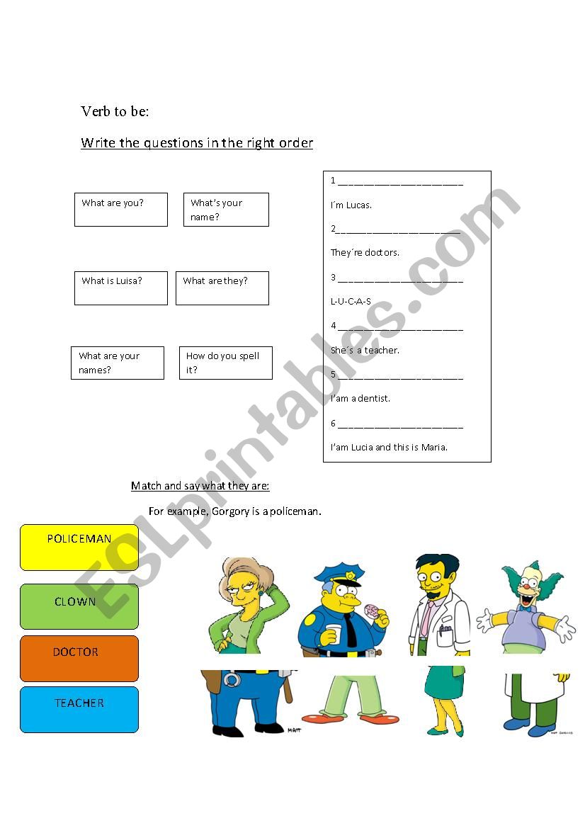 Verb to be worksheet