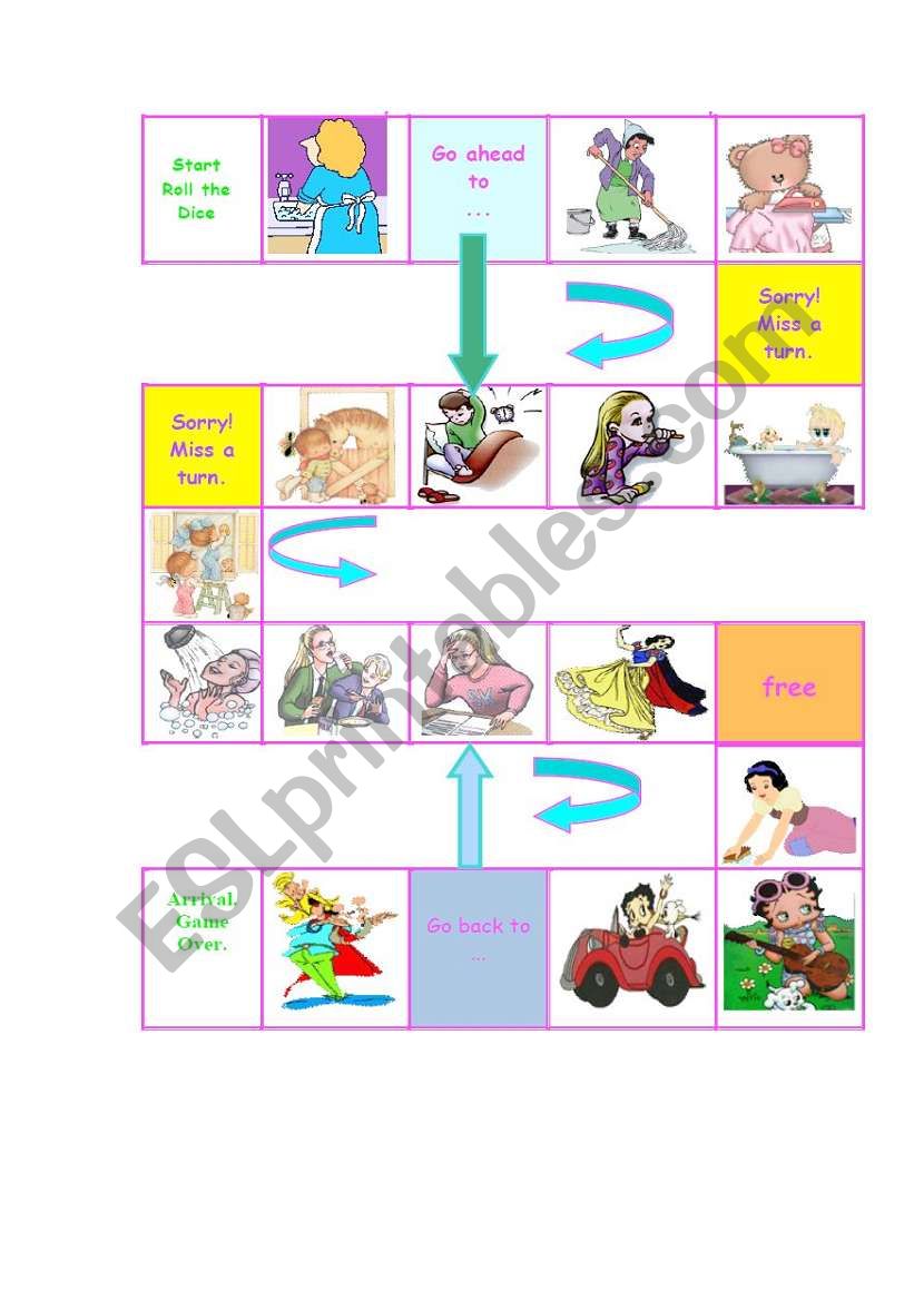 Game Board for daily routine worksheet