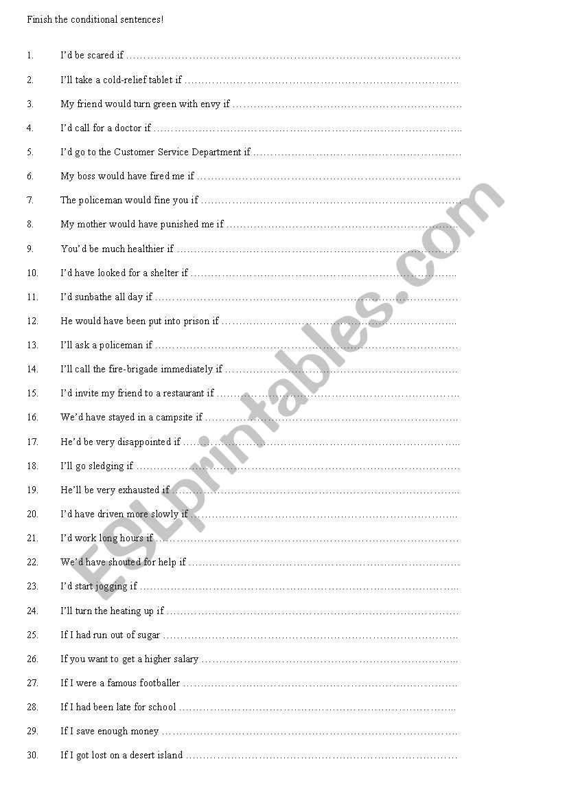Conditionals all types worksheet