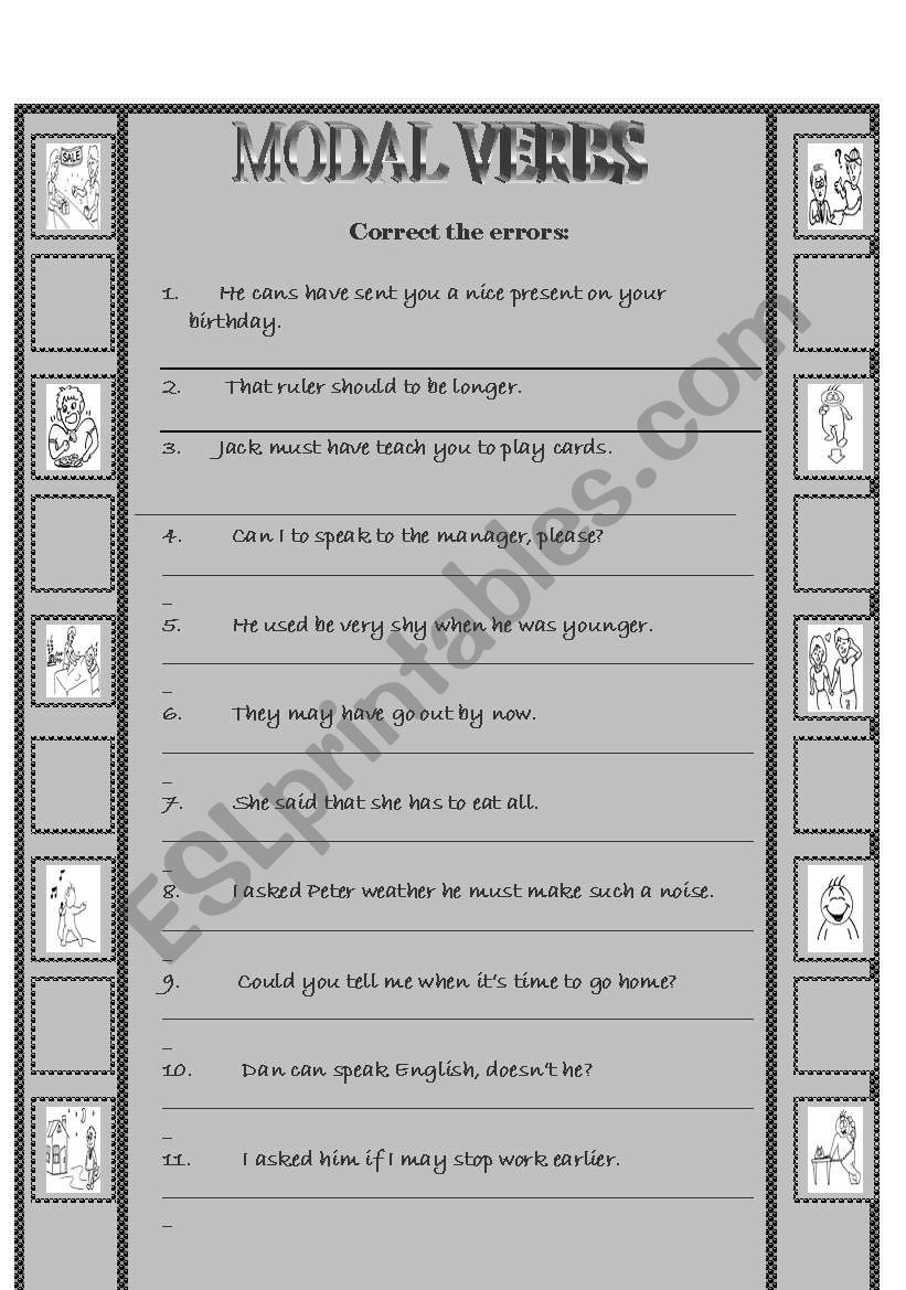 Modal verbs worksheet