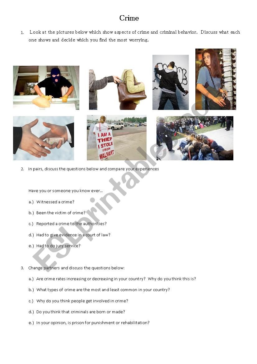 Lets Talk about Crime worksheet