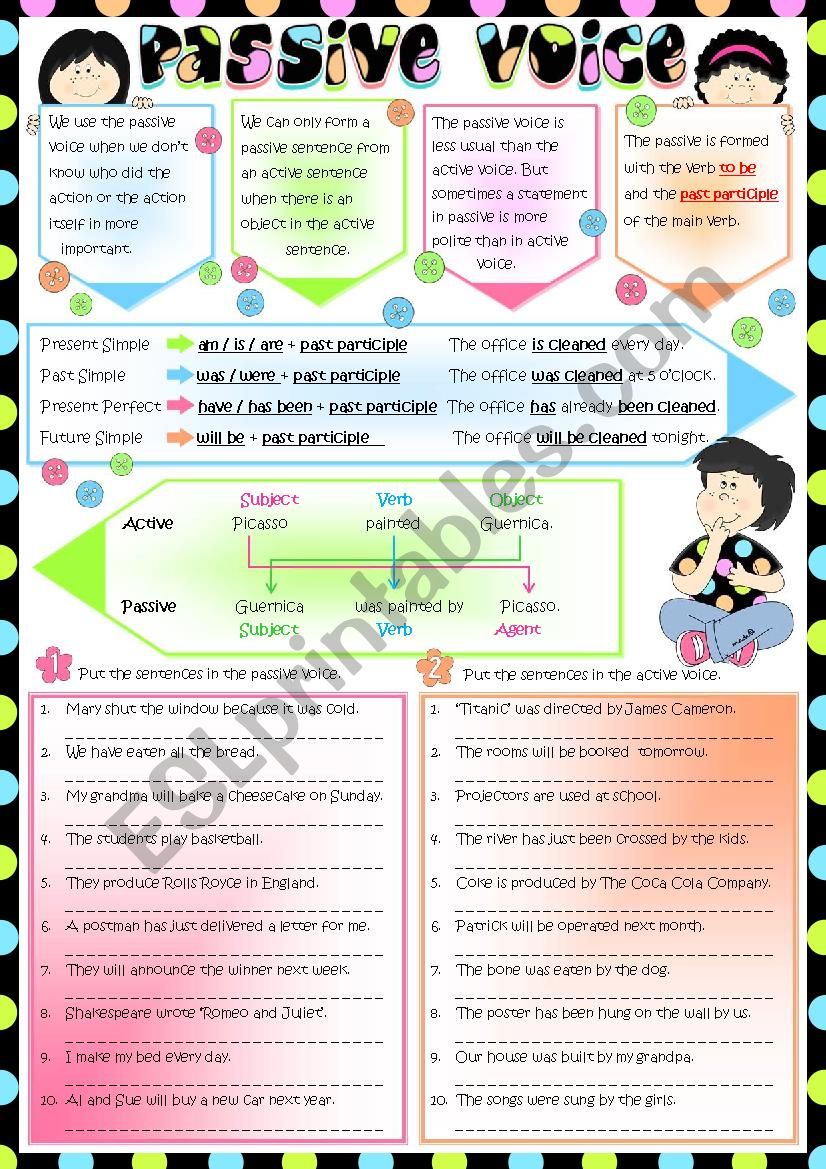 Passive voice - *6 tasks + KEY included*