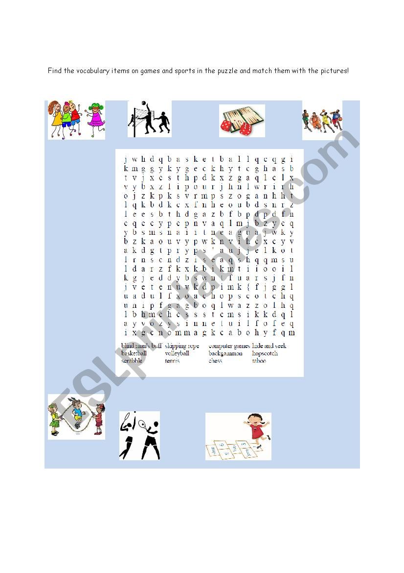 games and sports worksheet