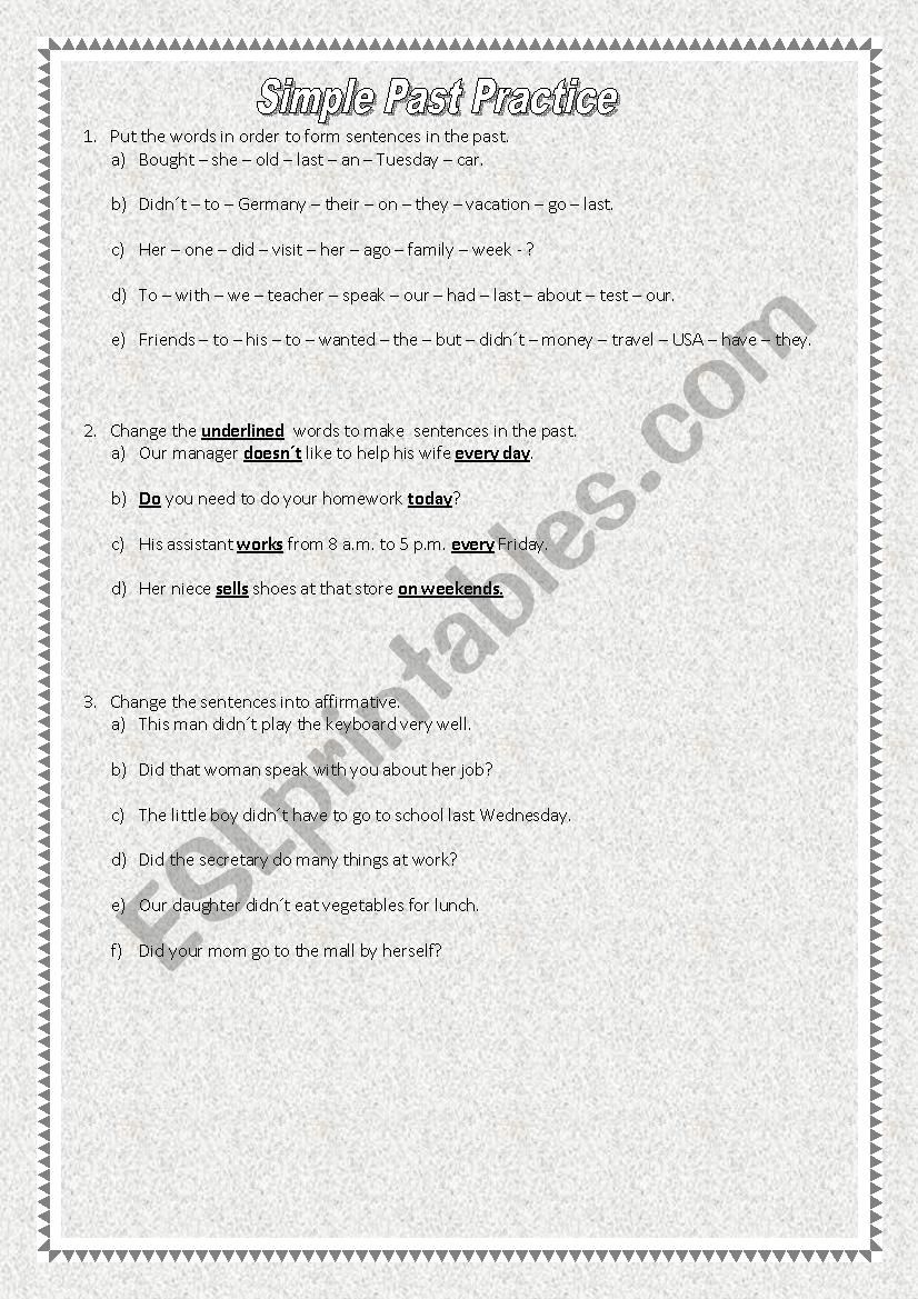 Simple Past worksheet