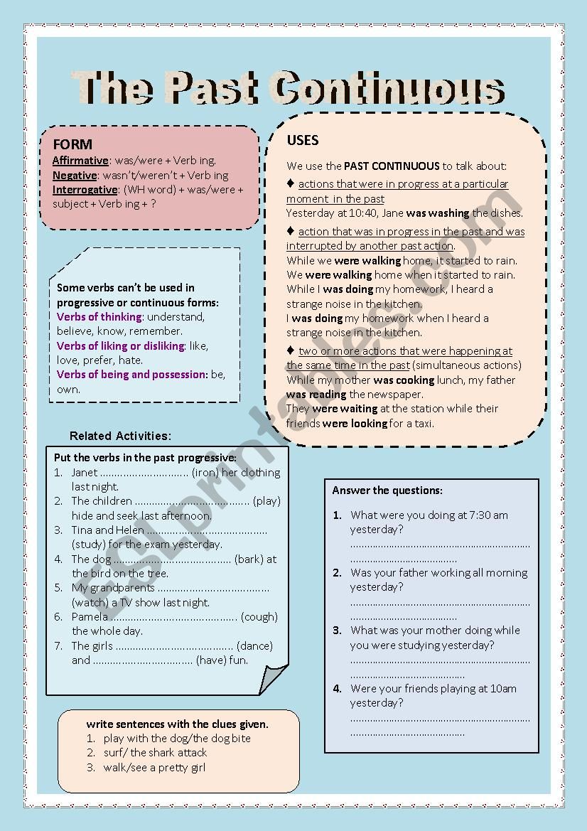 The Past Continuous worksheet