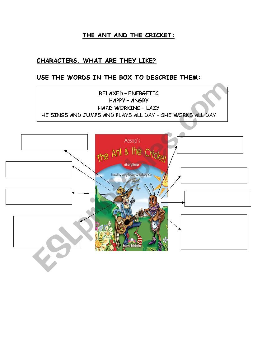 The ant and the cricket worksheet