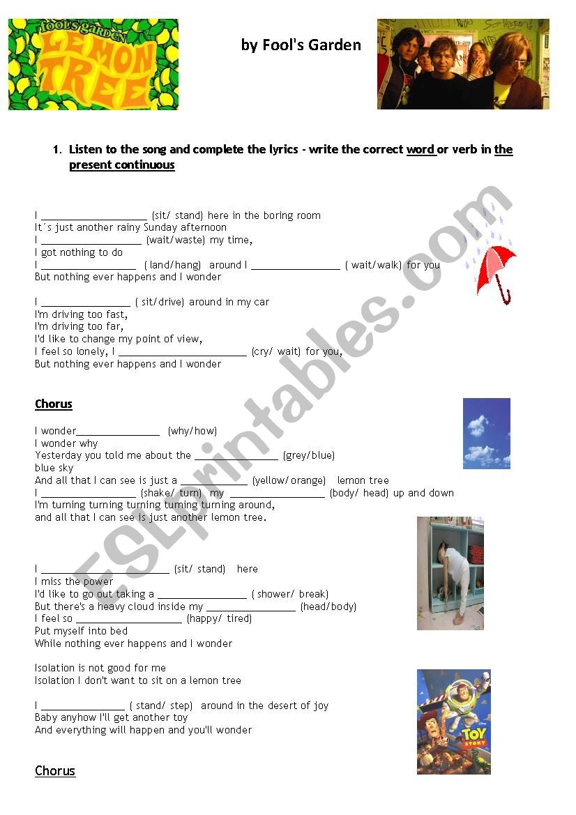 Lemon Tree by Fools Garden worksheet