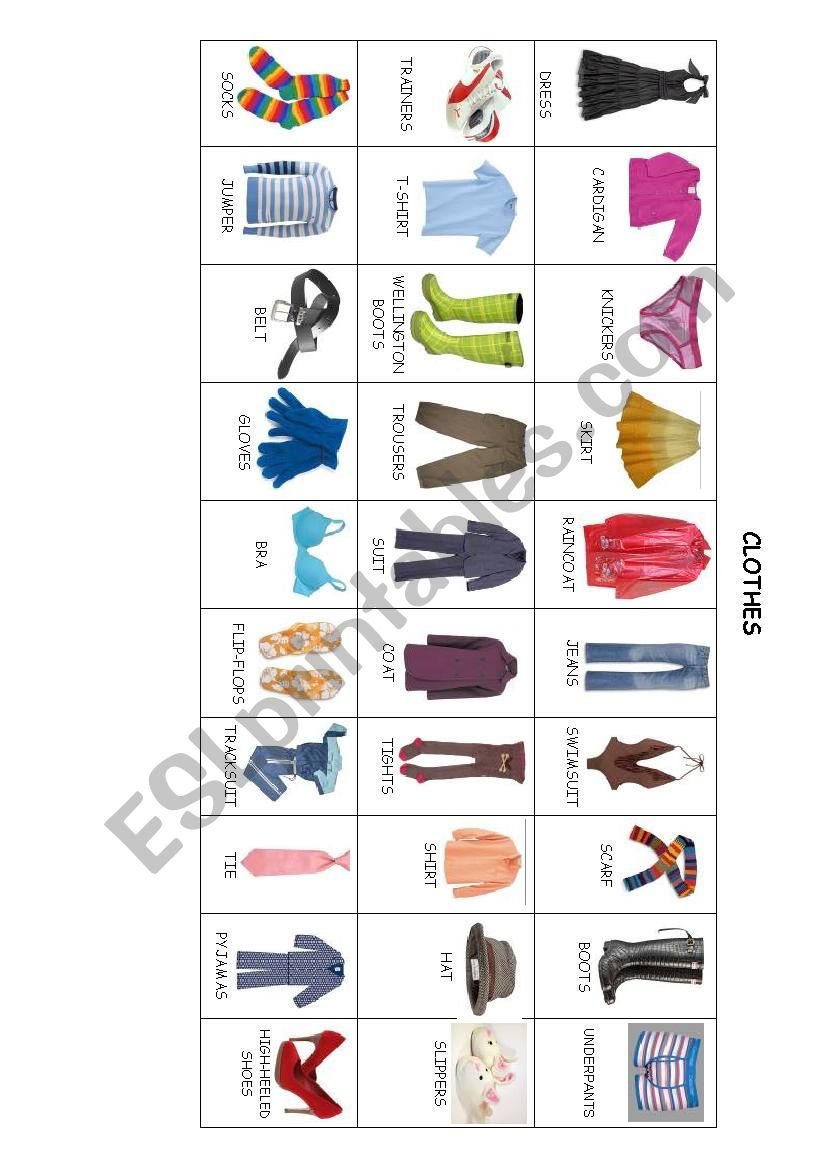 CLOTHES worksheet