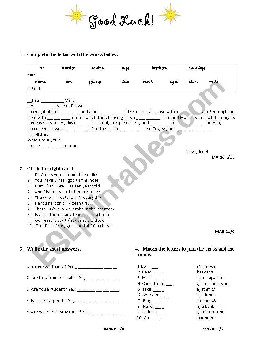 Test,Form 3 worksheet