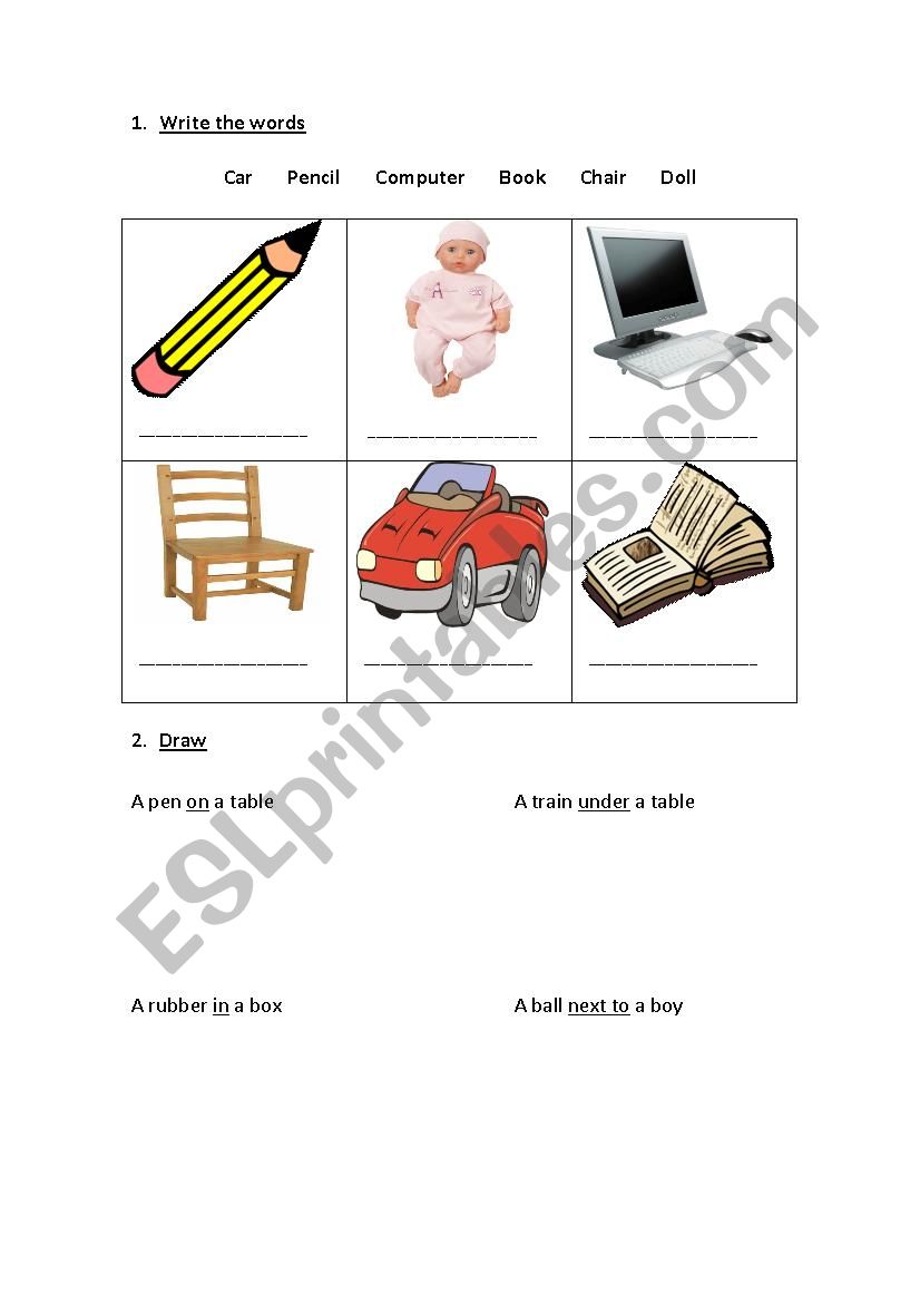 Toys test worksheet