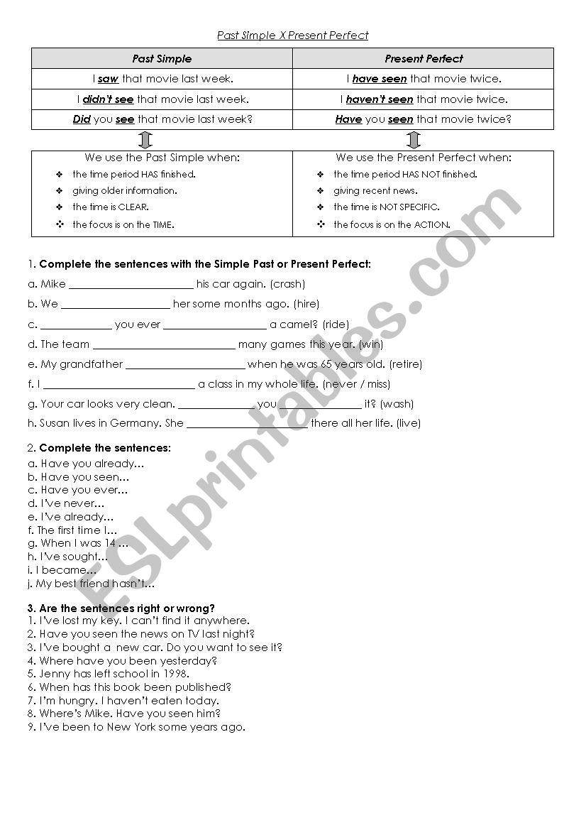 Past Simple and Present Perfect