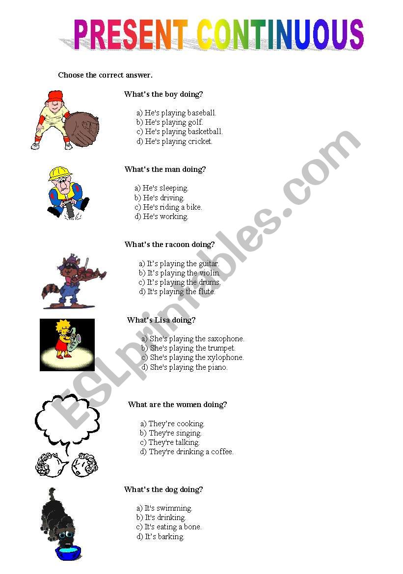 Present Continuous-(part 1) worksheet