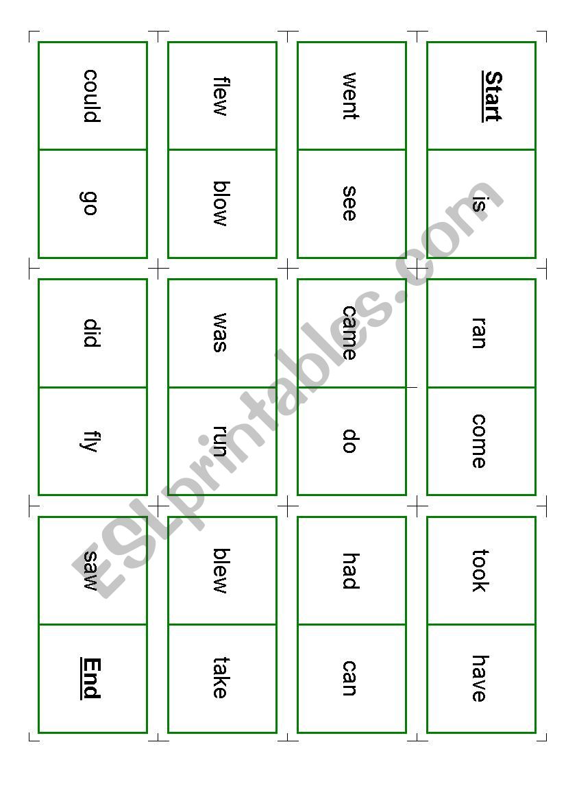 Domino game on irregular verbs