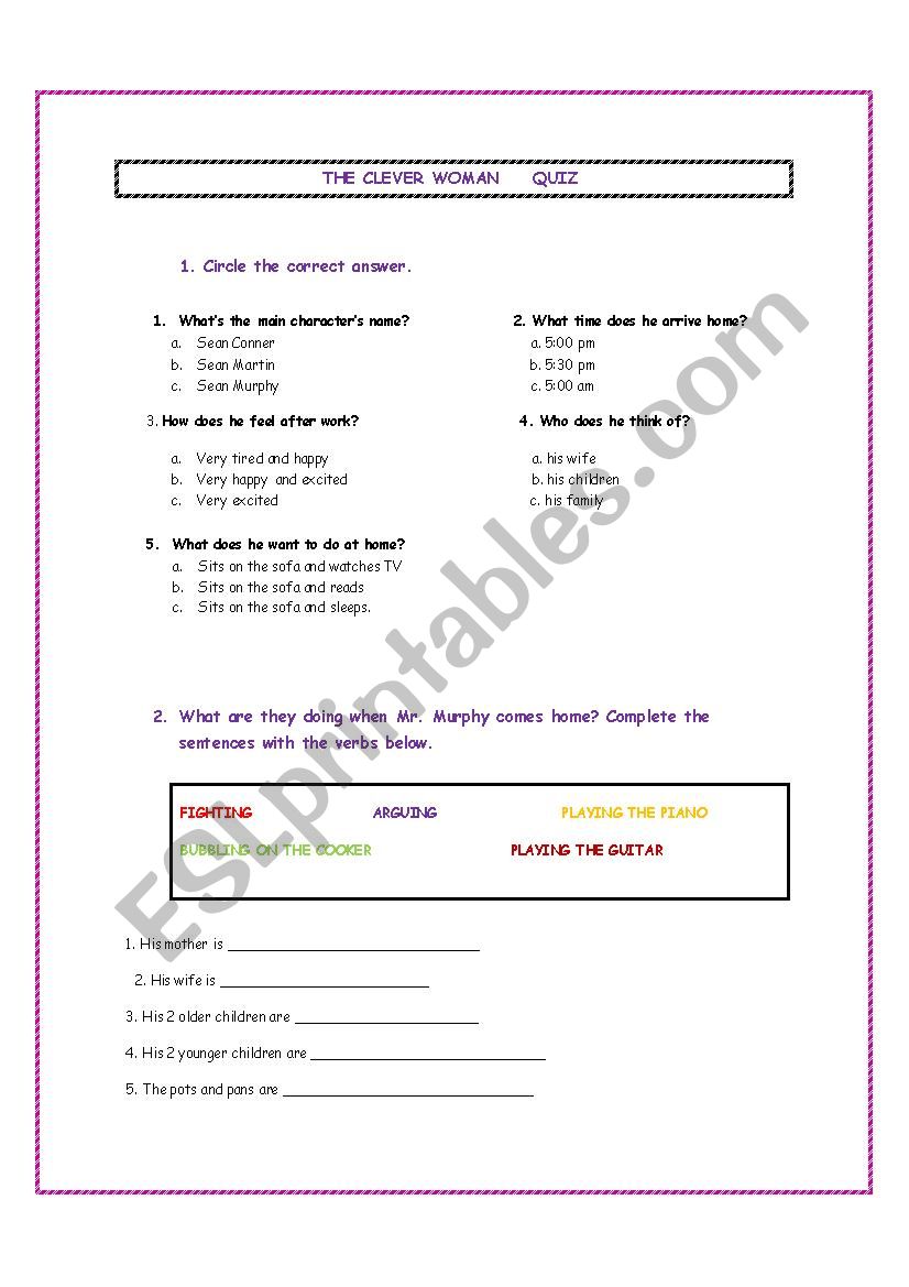 The clever woman worksheet