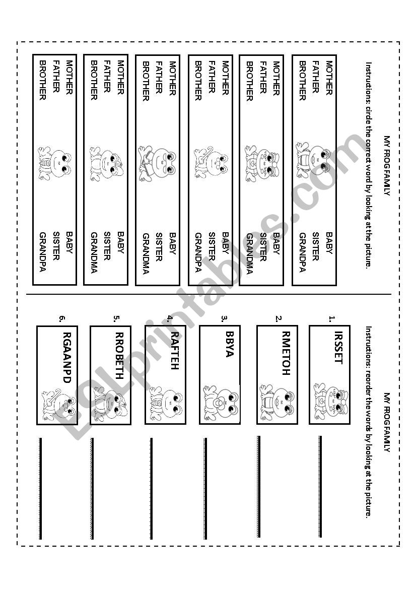 MY FROG FAMILY: PART II worksheet