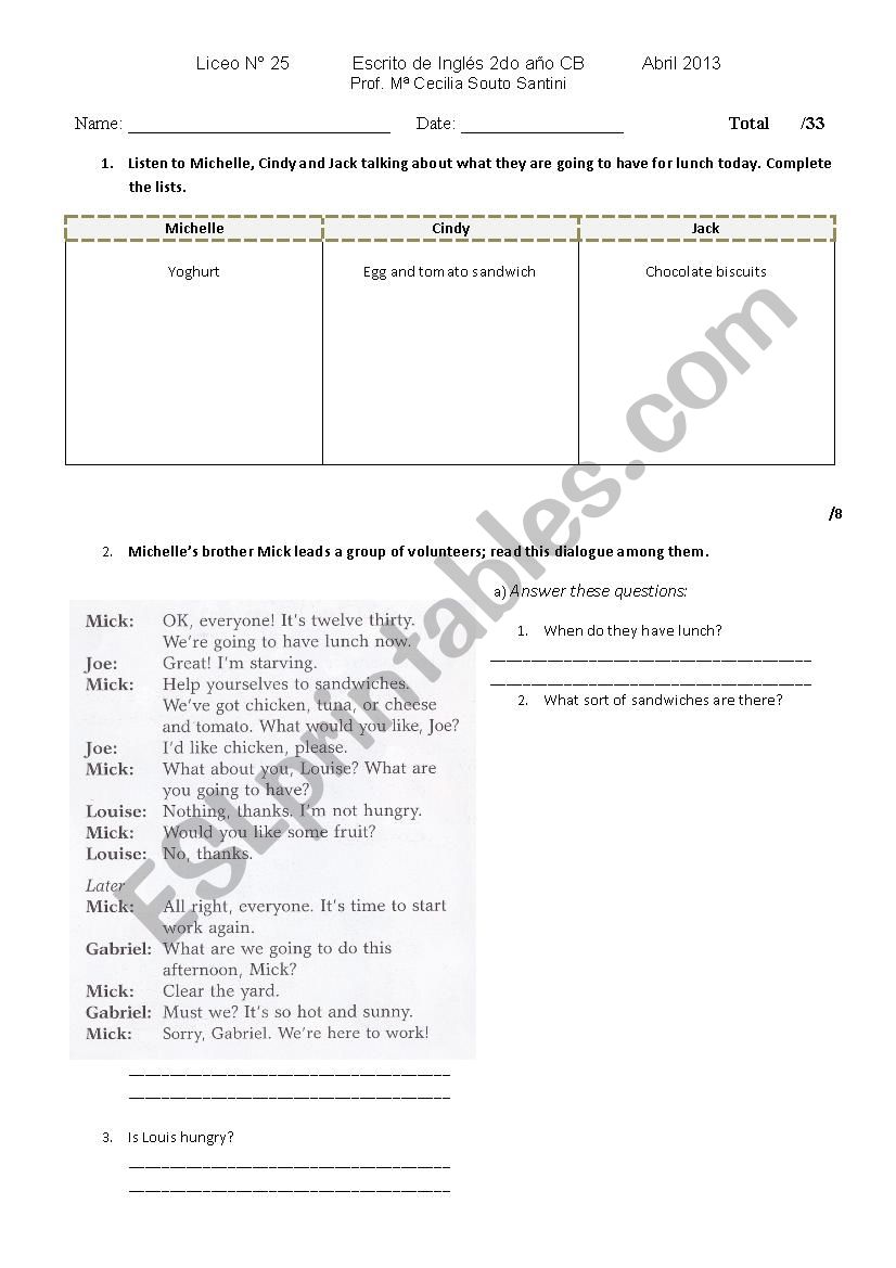 revising food vocabulary worksheet