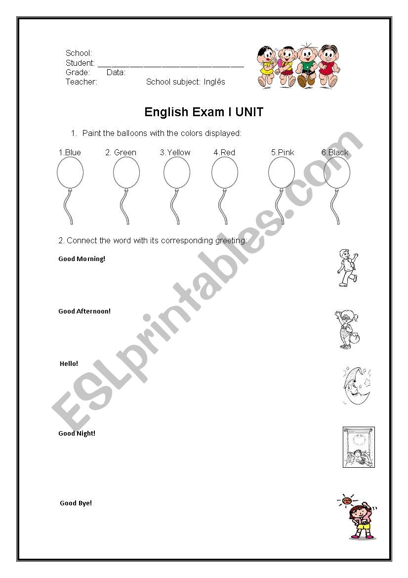 english exam worksheet