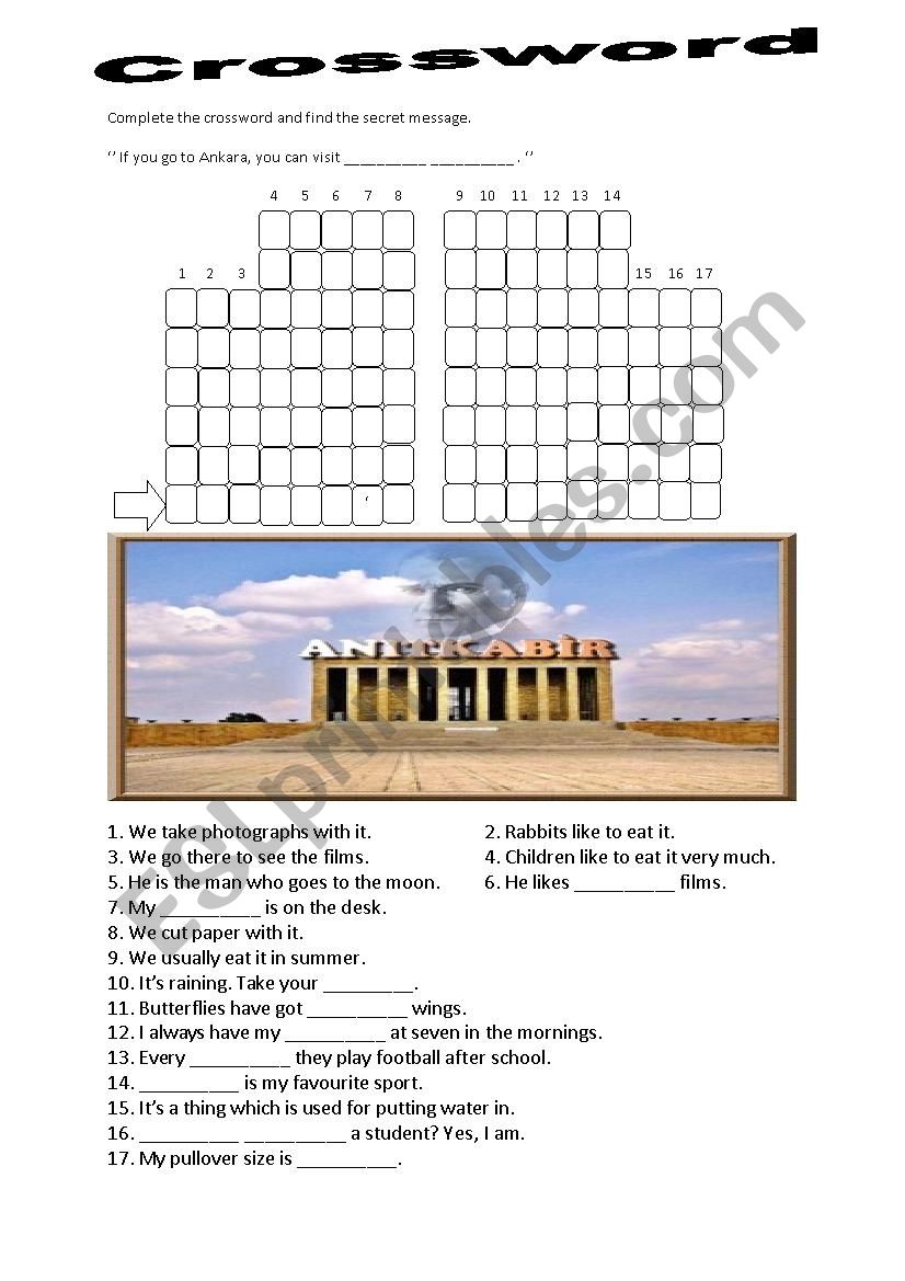 A meaningful crossword worksheet