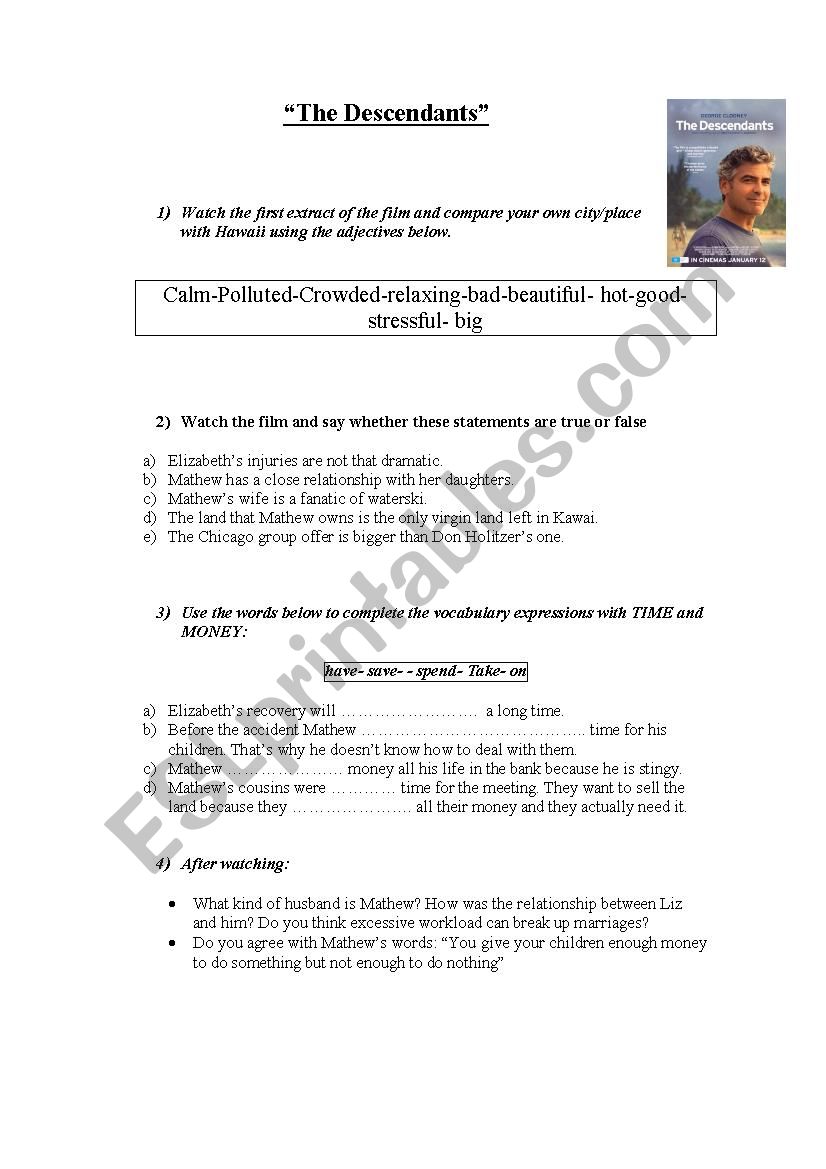 The descendants worksheet