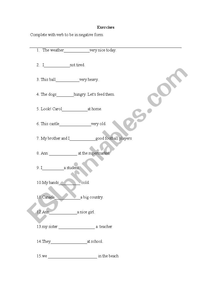 verb to be  worksheet