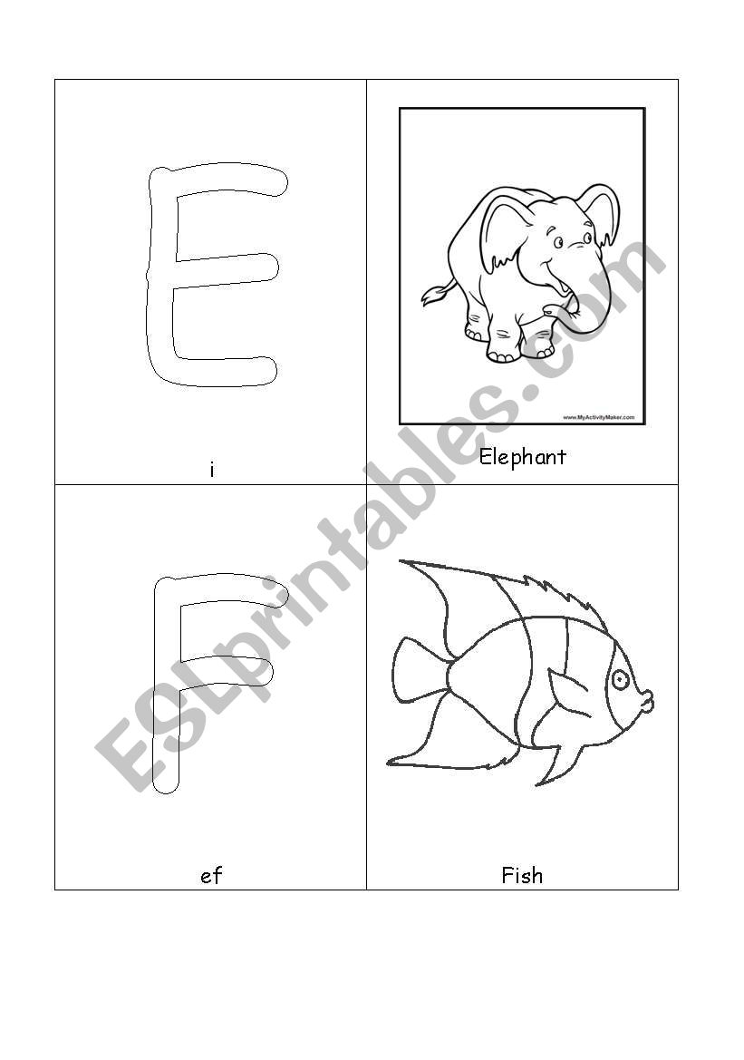 alphabet flash cards, efgh worksheet