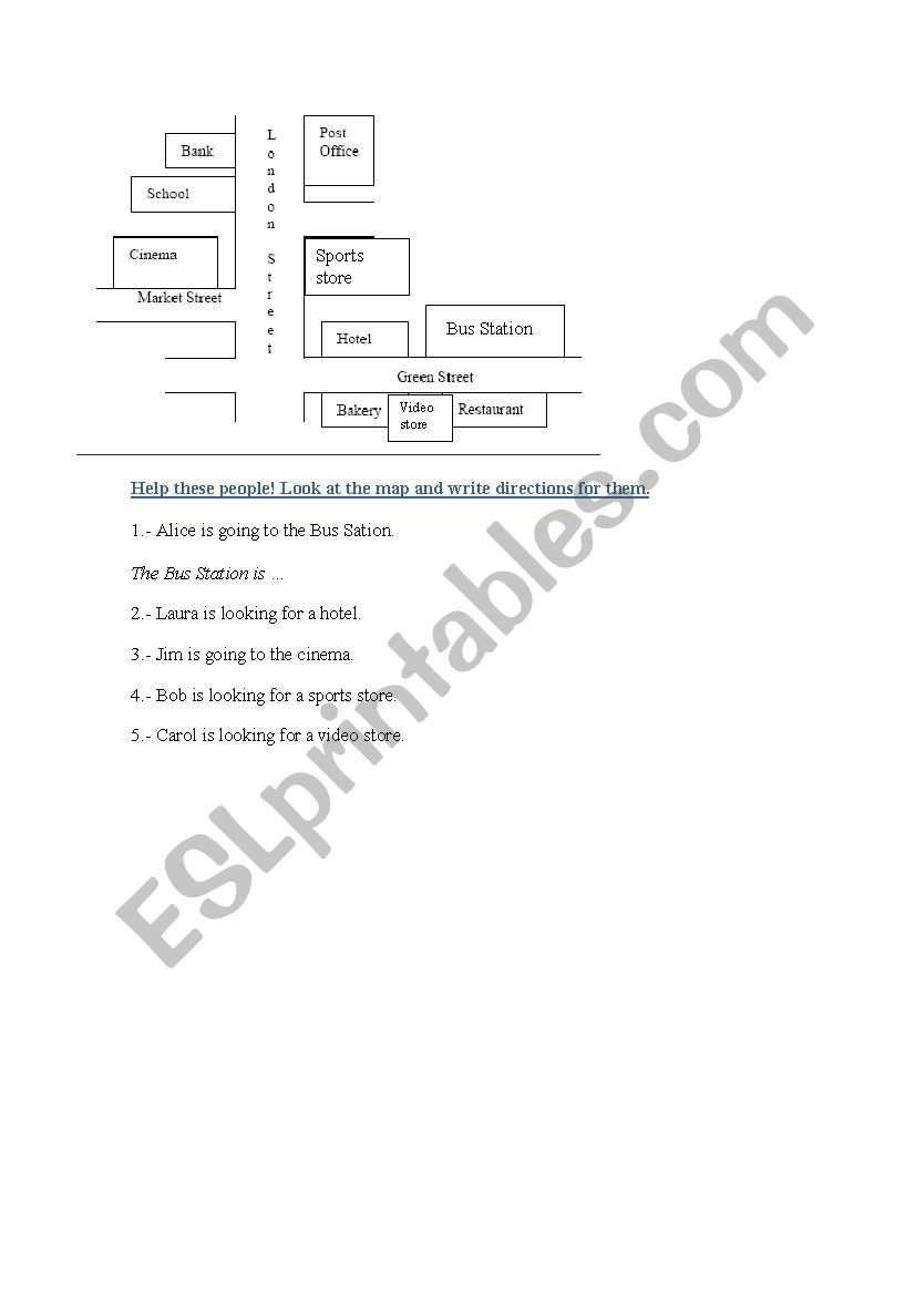 Giving directions worksheet