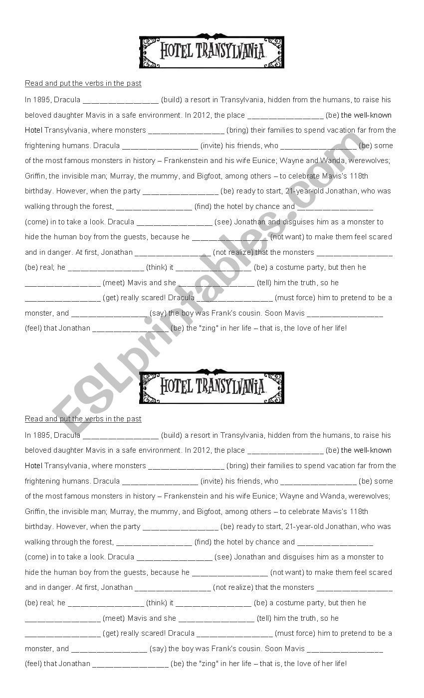 Hotel Transylvania worksheet