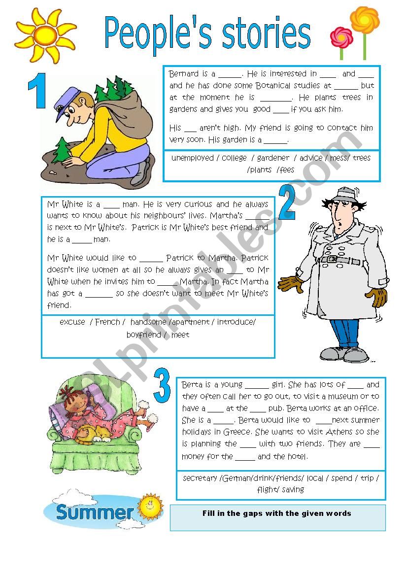 PEOPLES STORIES worksheet