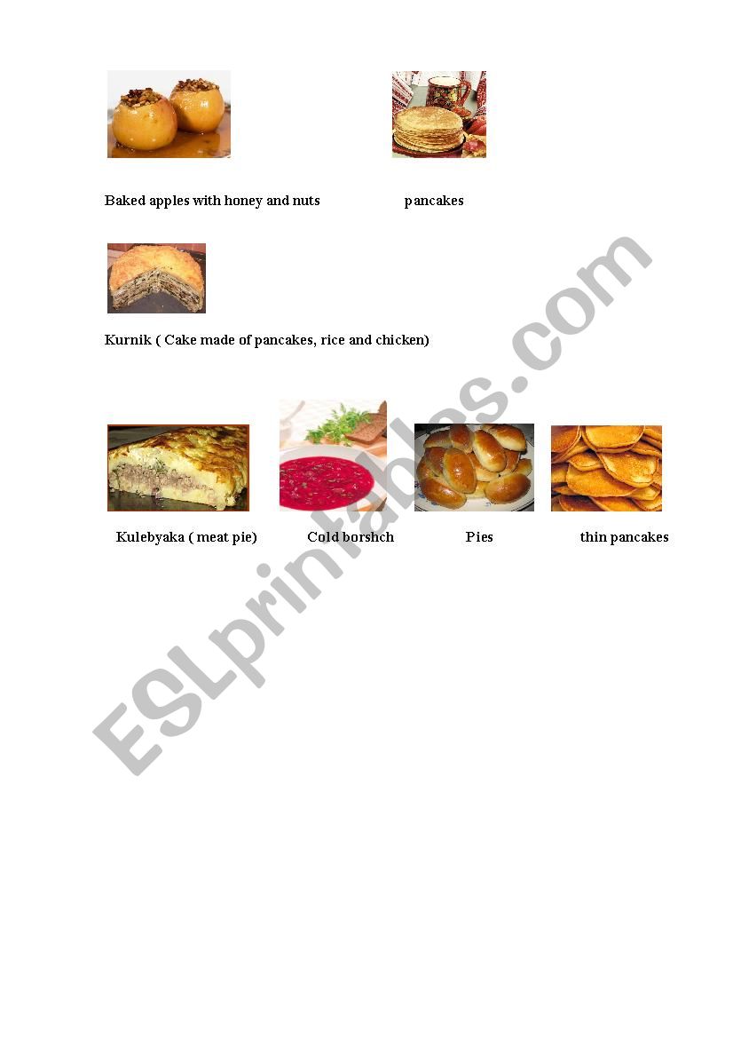 Russian dishes - page 2 worksheet